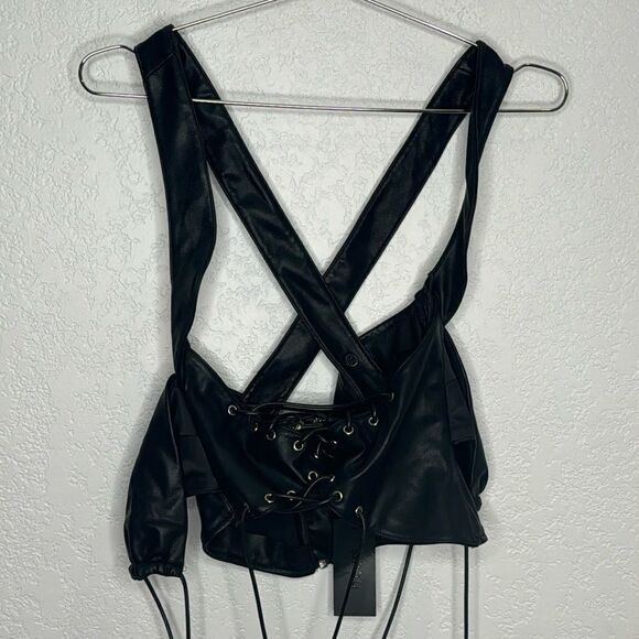 NWT H:ours Women's Adriana Black Crop-top XS - Picture 2 of 12